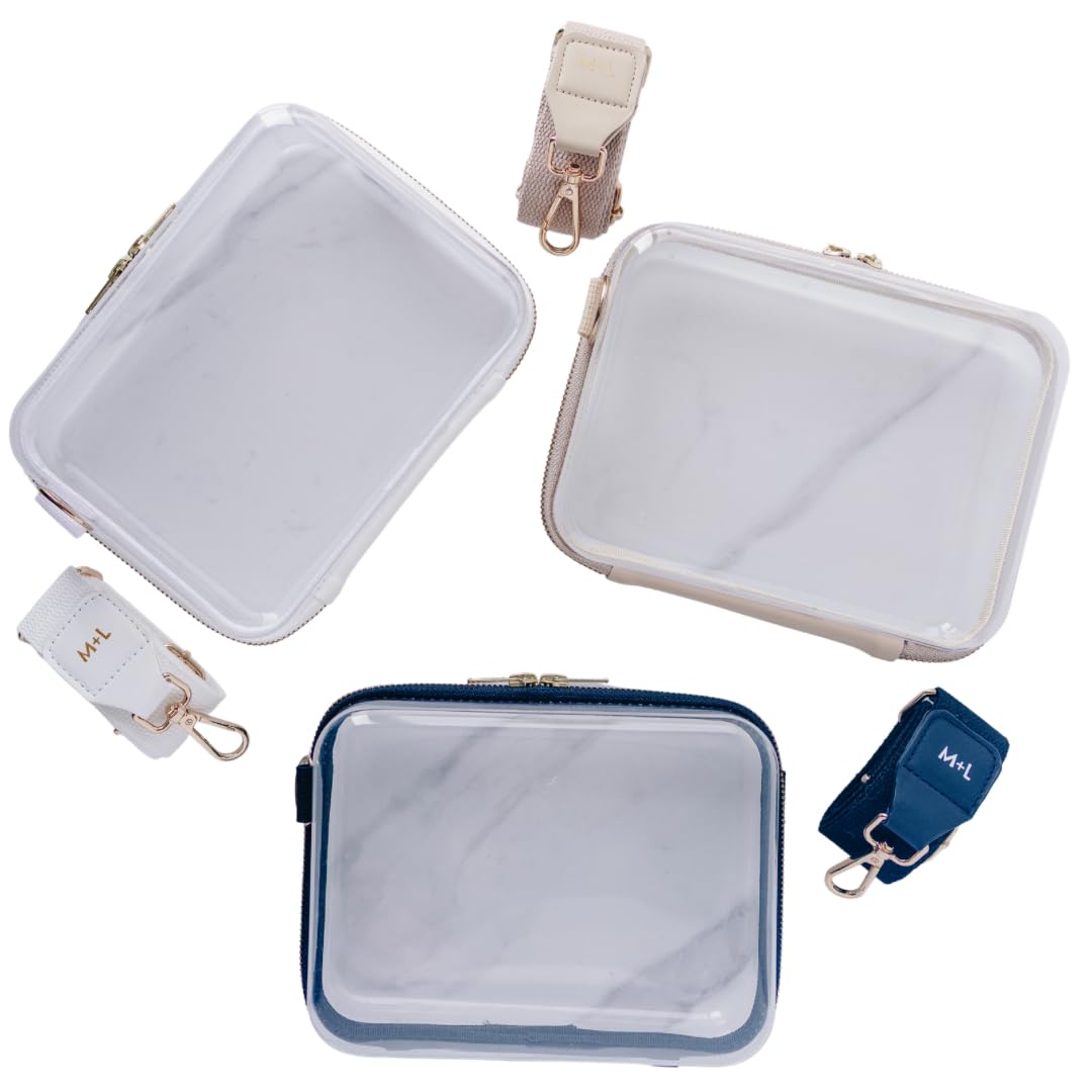 M + L Clear Stadium Clutch, PVC Transparent Purse, 8x6x3 inches, Event Approved Crossbody Bag