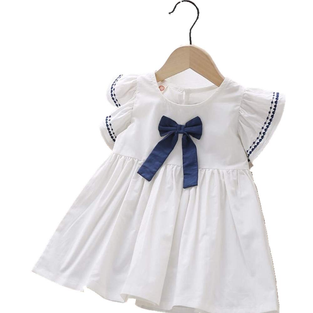 GENERICBaby Girl's Cotton School Uniform with Bow (1-5T, 3-4T, 120)
