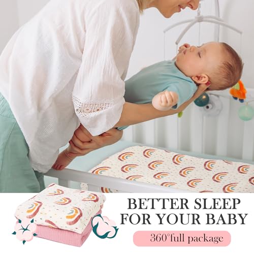 Image of Baby Lounger Cover 2 Pack, Muslin Baby Lounger Organic Cotton Cover, Newborn Lounger Cover Soft & Breathable Removable Infant Lounger Slipcover for Boys Girls, Covers Only