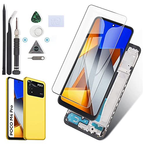 RongZy Pantalla para Xiaomi Poco M4 Pro 4G Pantalla Táctil LCD Kit de Pantalla de Repuesto Ensamblaje Digitalizador de Reemplazo con Herramientas(Negro)