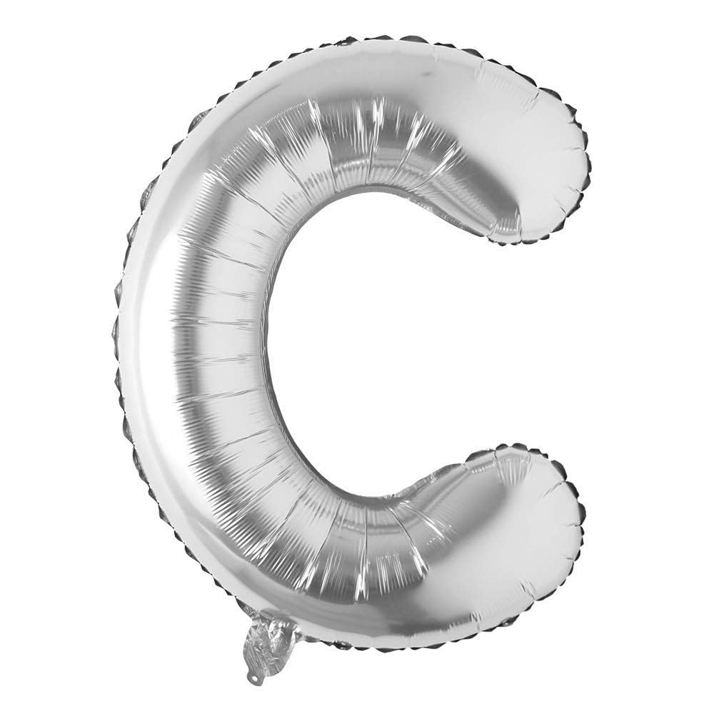 Italo C Alphabet Letter Foil Balloon, 16-Inch Size, Silver