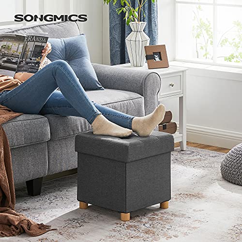 Miniatura 2 de SONGMICS Puff Almacenaje, Baúl de Almacenaje Plegable, 38 x 38 cm, Taburete Reposapiés, Banco con Almacenamiento, Soporta hasta 300 kg, para Sala de Estar, Dormitotio, Gris Pizarra LSF14GYZ