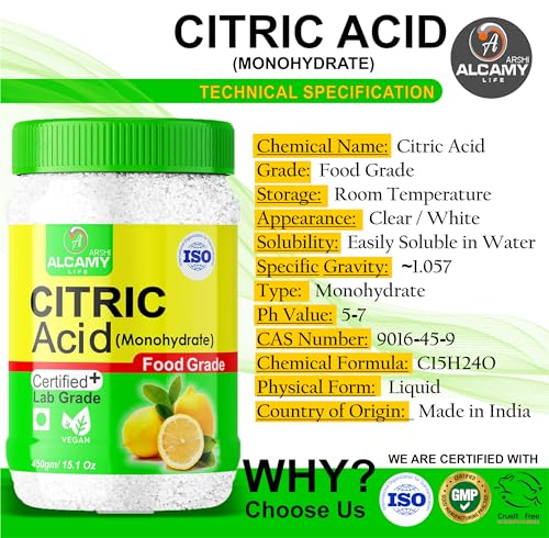 Image of AAAL 100% Pure Citric Acid Crystals 1Kg | Nimbu Sat (Food Grade) | Multiple Purpose Uses For Home and Kitchen | 1 KG