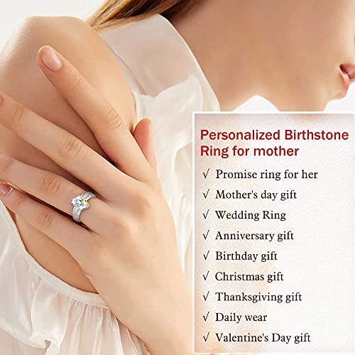 Personalized Mothers Day Gifts Rings for Mother Daughter Gifts with 3 Birthstones Custom Rings for Mom Grandmother Name Rings for BFF Friendship Gifts4