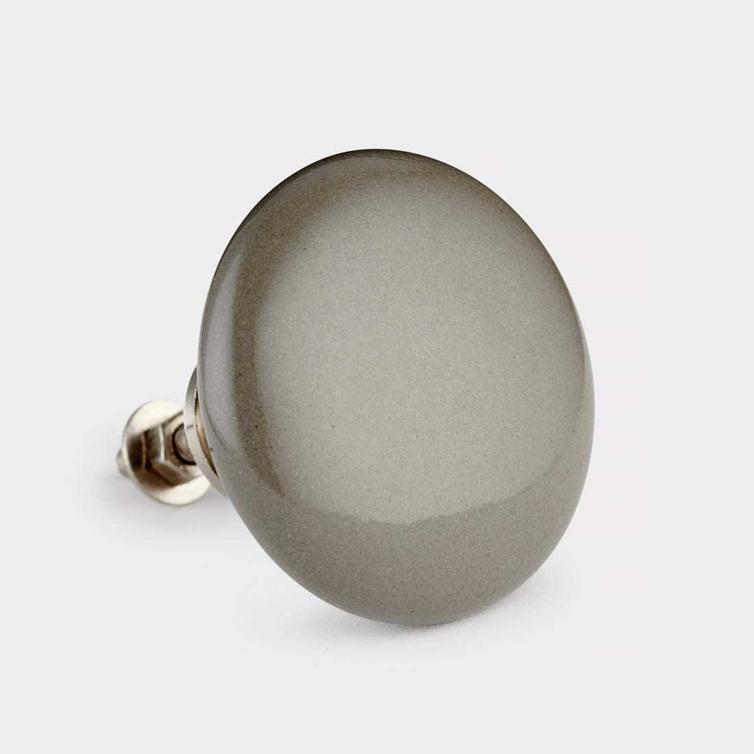 Pushka Home Ltd Grey Pushka Home Large Flat Dark Porcelain Shabby Chic Cupboard Knob. 50Mm Decorative Handle Sold Individually. Hardwearing Ceramic With Chrome Base. Suits Doors Up To 21Mm.