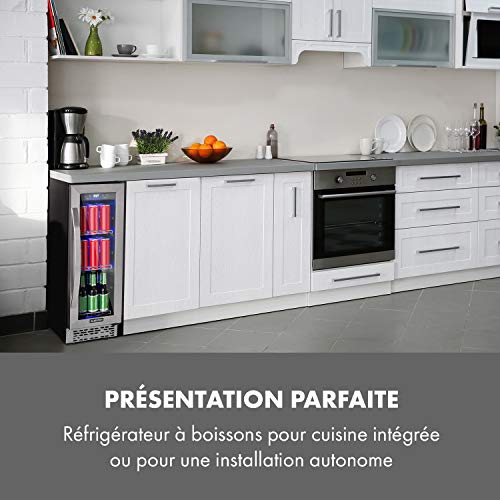 KLARSTEIN Beerlager 56 réfrigérateur pour boissons : 56L, 20 bouteilles, classe A, hauteur 82 cm, porte vitrée avec cadre en inox, 3 tiroirs, température : 0-10 °C, commande tactile, noir – Image 4