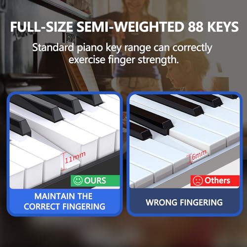 INGPARTNER 88 Key Folding Piano Keyboard, Full Size Electric Piano Keyboard, Portable Travel Music Keyboard for Beginner, Adults Digital MIDI Piano with Sustain Pedal, Handbag, Bluetooth, Sheet Stand