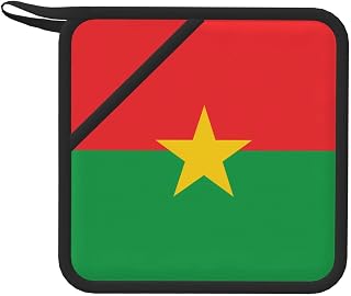 Flag of Burkina Faso 2PCS Square Silicone Anti-scalding pad (7.1 * 7.1 inches), Insulation pad for Tea, Barbecue and Cooking,