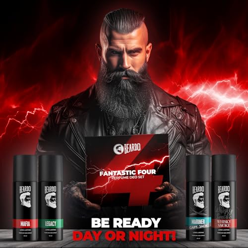 Beardo Fantastic 4 Perfume Body Spray Gift Set for Men 4X40ml | Long Lasting Fragrances | Legacy, Mafia, Mariner Capt Jack and Whisky Smoke Perfume Body Spray | Rakhi Gift for... - Image 7