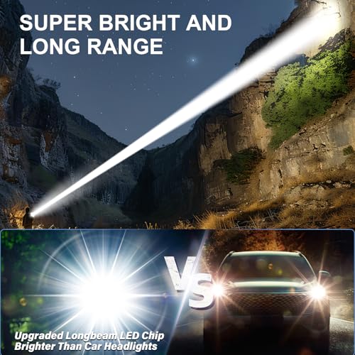 Image of Banral Flashlights High Lumens Rechargeable - Super Bright Tactical LED Flash Light, Dimmable&Memory Function Powerful Waterproof Flashlight for Camping,6 Modes,Zoomable,LCD Display (2, Black)