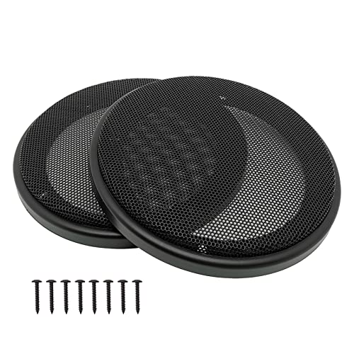 Fuhengli 5' Speaker Grill Covers, Car Speaker Subwoofer Guard Protector, ABS Plastic Frame with Metal Mesh, Black - 2Pcs