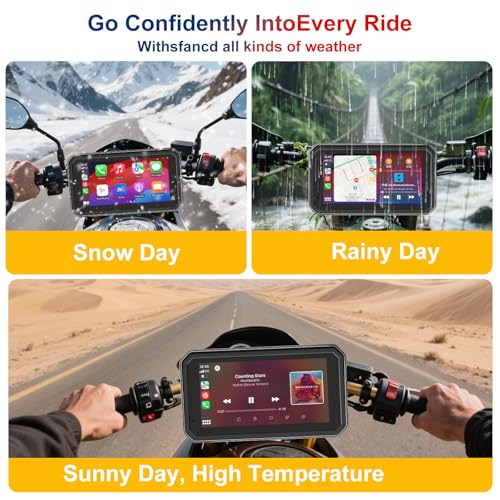 Image of YCV 6 inch Portable Motorcycle Carplay with Android Auto, HD Waterproof Screen, GPS Navigation System, Music Sharing, Light Sensor, Siri /Google Assistant, Bluetooth Call, Quick-Release Magnetic Mount