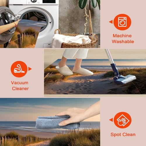 Tapis de sol orange 160x230 grand tapis salon anti-dérapant poil ras - 5
