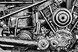 Old Vintage Motorcycle Metal Engine Block Black And White Photo Cool Wall Art Print Poster 36x24