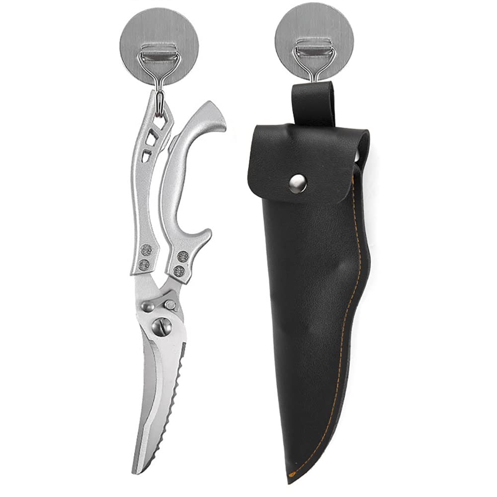 Uoxhfdh With Leather Heavy Duty Stainless Steel Multifunctional Chicken Bone Shears Chef