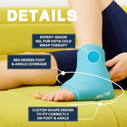 Image of Reusable Foot Ankle Ice Pack Wrap for Injuries, Cold Compression Therapy for Achilles Tendonitis, Plantar Fasciitis, Swelling, Sprained, Pain Relief (Blue)
