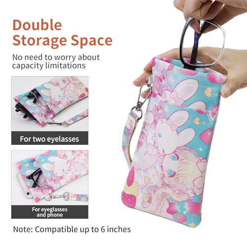 Image of Double Eyeglass Case Soft Dual Glasses Case for Women Men Travel Squeeze Top Sunglasses Cases Eyeglasses Pouch