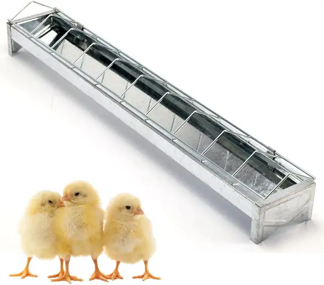 Verzinkter Hühnerfutternapf aus Metall mit Freßlochgitter, 50 cm