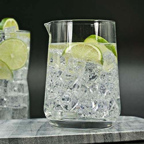Highball & Chaser Lead Free Crystal Cocktail Mixing Glass. Beautiful 750ml (25oz) Seamless Weighted Bottom Diamond Cut Yarai Style Drink Maker