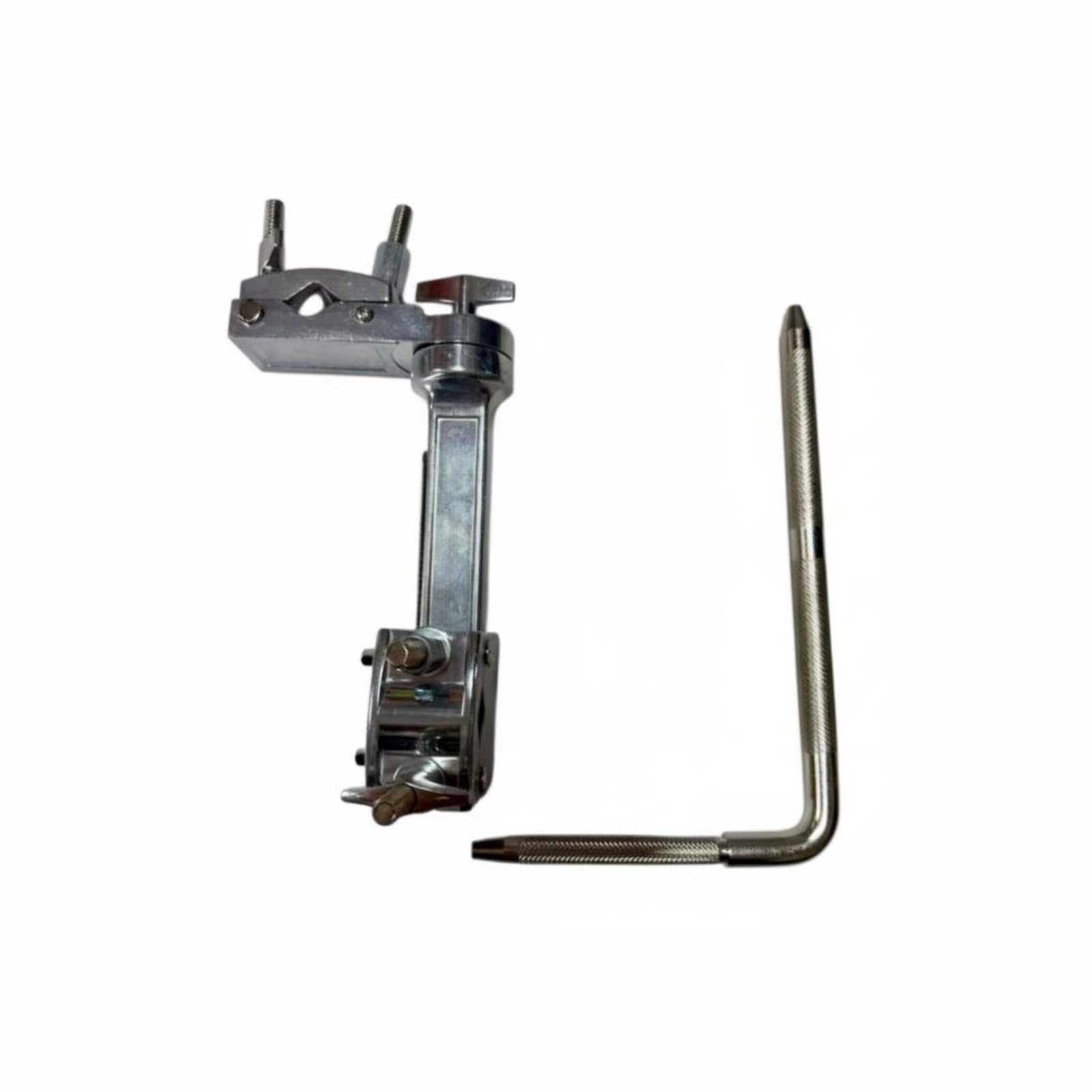 Schlagzeug Beckenklemme mit Verstellbarer Halterung aus Zinklegierung für Flexible Positionierung von Percussion Instrumenten für Trommelstative Und Rack Systeme, Klemme+L-Stab