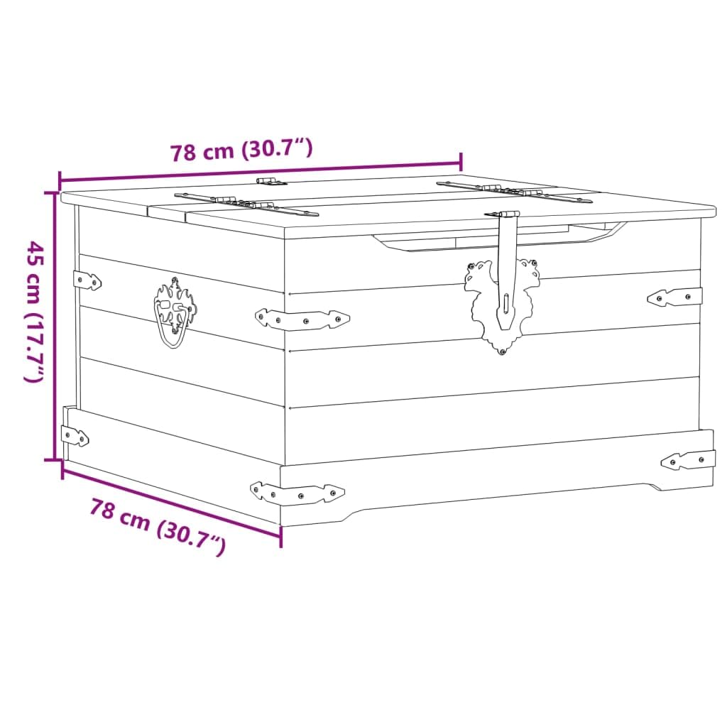 Baúl Corona 78 x 78 x 45 cm - Baúl de madera de pino macizo con acabado en cera de miel - Mesa de centro rústica con espacio de almacenamiento y muelle de gas - Caja de almacenamiento