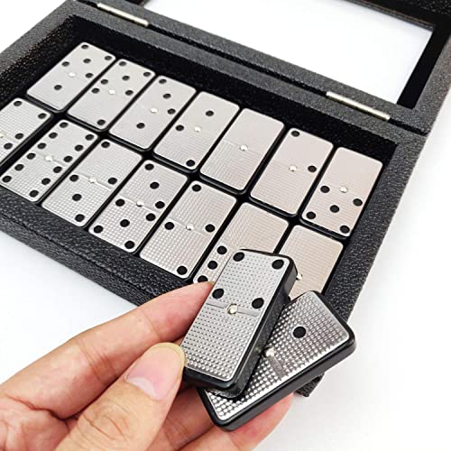 Metal Surface Dominoes Set Double 6& 15Inch Leather Chess Board Chess Set #TOP4