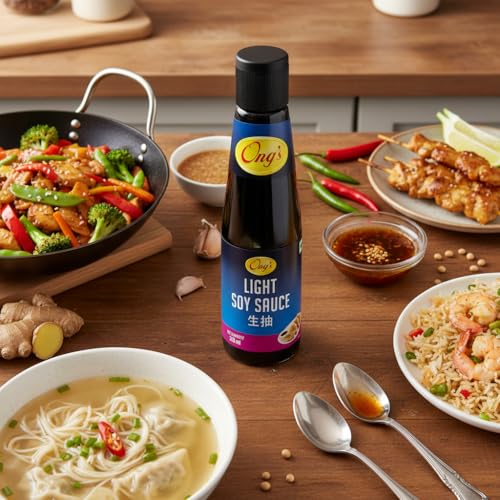 Image of Ong's Light Soy Sauce 210 ml, Authentic Soy Sauce Suitable for marinades, stir-fries, dips, and seasoning various cuisines.