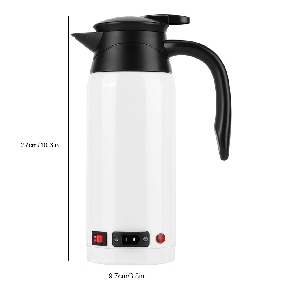 Bollitore Elettrico Accendisigari Portatile 12V 24V Auto 800Ml Bollitore Ad Alta capacità Bollitore per Acqua Bollitore per Veicoli Bollire per Bollitore per Automobile (White)
