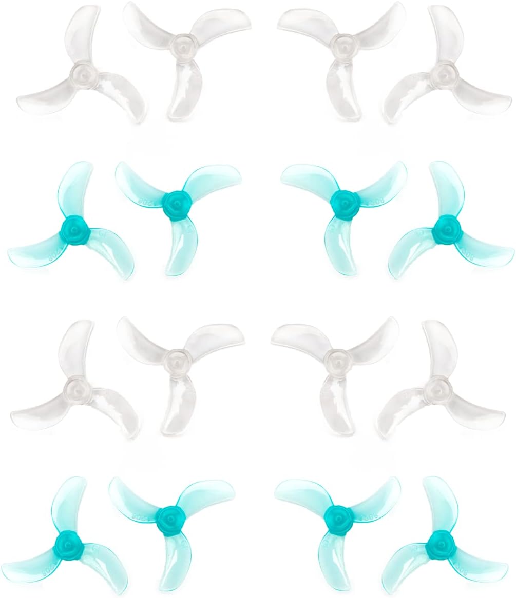 Gemfan 31mm Props 1208 3-Blade PC Propeller Micro Whoop Drone Props for 0703-1103 Brushless Motor 16pcs 8CW 8CCW (1.0mm)
