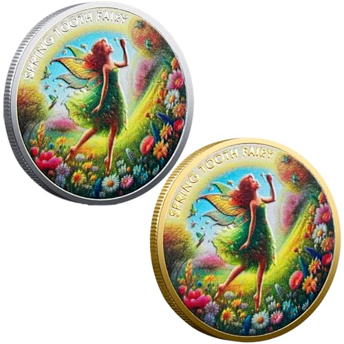 Children's Breast Teeth Medal Tooth Fairy Magic Coin Change Teeth Moonlight Pact Fear of Losing Teeth Shenanigans to Open The Child's First Growth Ceremony(2PCS)