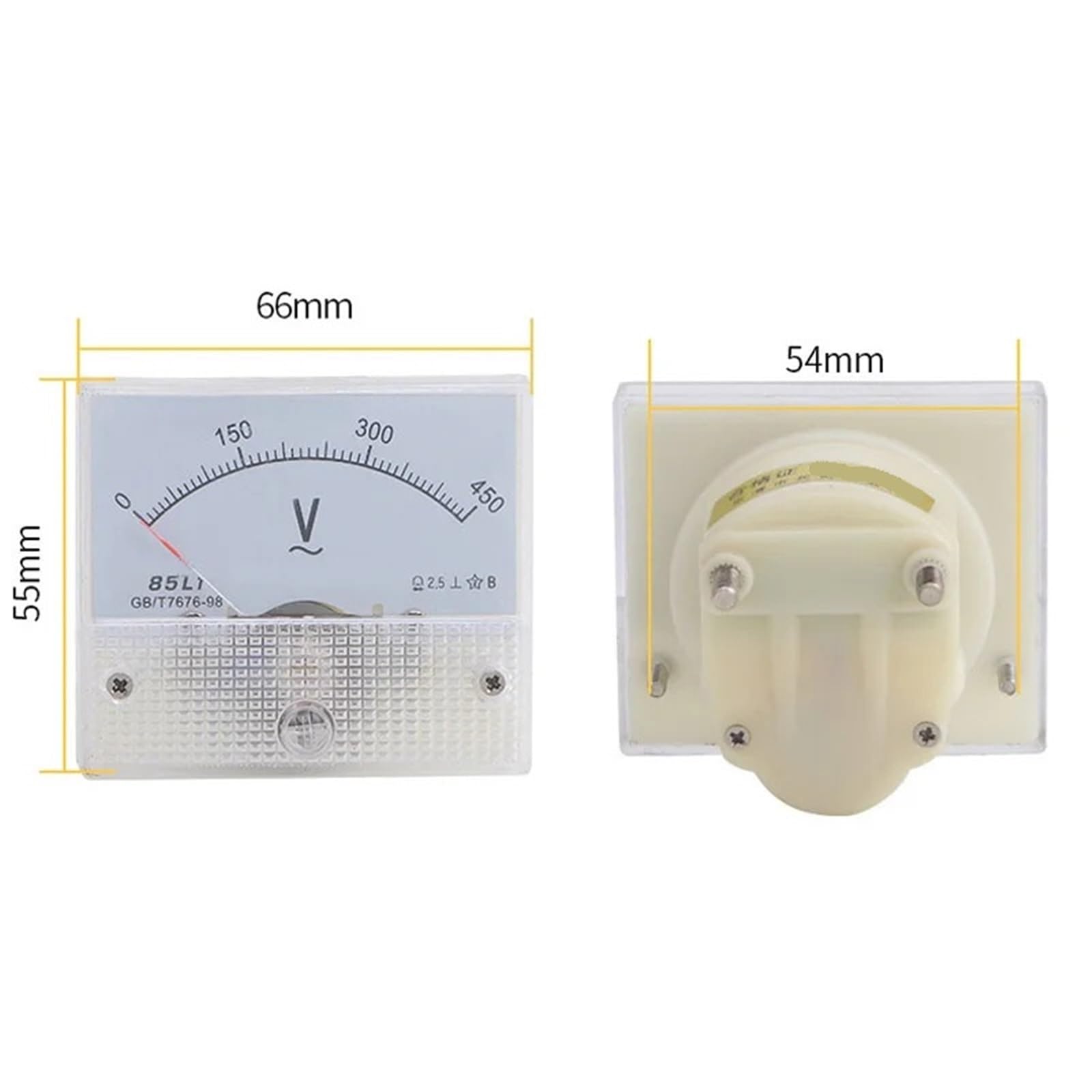 Comprobador de Voltaje Voltímetro analógico de Panel, 1 Pieza 85L1-V CA, voltímetro de 1 V-500 V, Puntero de 65 x 56 x 60 mm(5v)