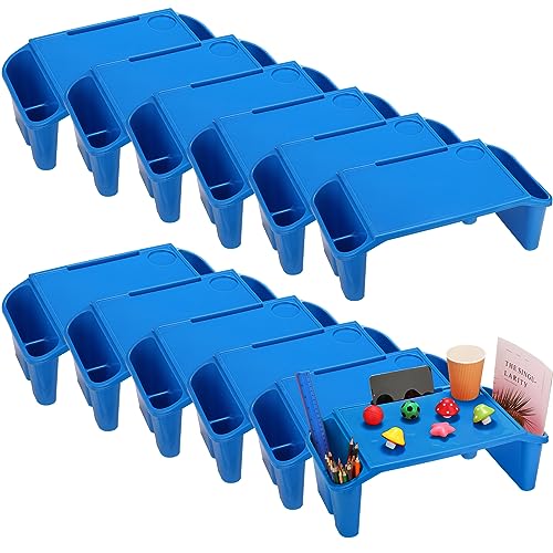 Kisston 12 Pcs Kids Lap Desk Bulk Lap Tray Lap Table Bed Table Plastic Lap Desk with Extra Storage Space Activities Children Portable Lap Desk for Kids Students Work Study School Classroom (Blue)