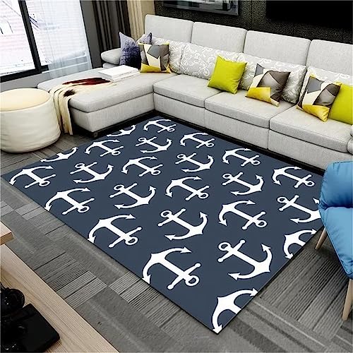 RUGMRZ Teppich Oudoor Teppich Für Kinderzimmer Teppichboden Für Schlafzimmer Blau Einfaches Anker...
