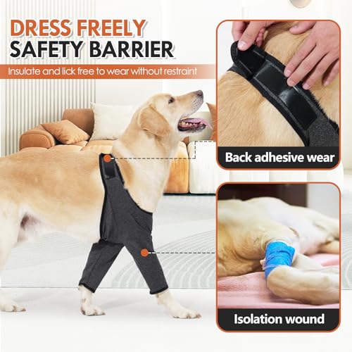 Image of HDKUW Dog Recovery Sleeve, Dogs Front Leg Sleeves After Surgery with Elastic Band, Elbow Protector for Small Medium Large Dogs, Puppy Joint Brace Prevent Licking Wound Cone Alternative XL