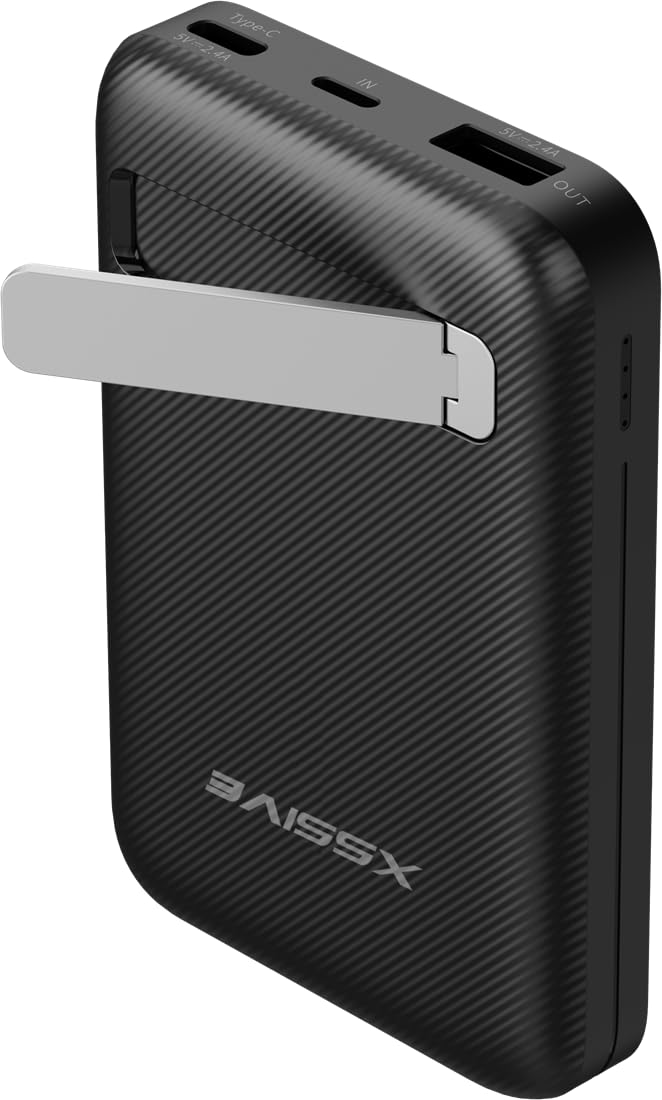 5000 mAh Premium Powerbank zewnętrzny akumulator zastępczy ładowarka 2 x USB 1 x USB-C 1 x Micro-USB czarny