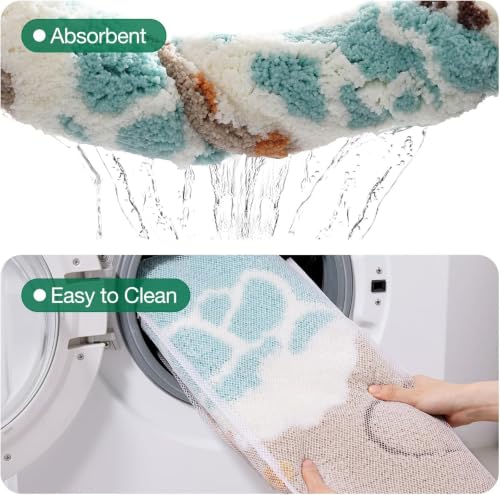 Image of Beach Theme Microfiber Bath Mat for Bathroom, Anti-Skid Soft Absorbent Bath Rug Door Mat Sea Shell Starfish Ocean Design Washable Floor Carpet for Bathroom, Bedroom & Home Decor