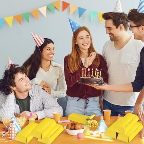 20 Stück Goldbarren Süßigkeiten Boxen, Gefälschte Goldbarren Geschenkbox für Kindergeburtstag, Hochzeit und Party, Piratenschatz Gastgeschenk Schachtel, Einfach zu Falten und Umweltfreundlich