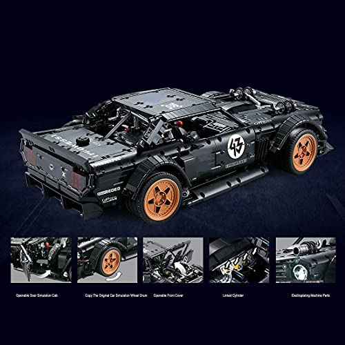 QIXIAOCYB XSuper Technics Race Car-Modell für verbesserte Mustang mit goldenen Rädern, Mini Fordcar 3145PCS RC Racing… – Bild 3