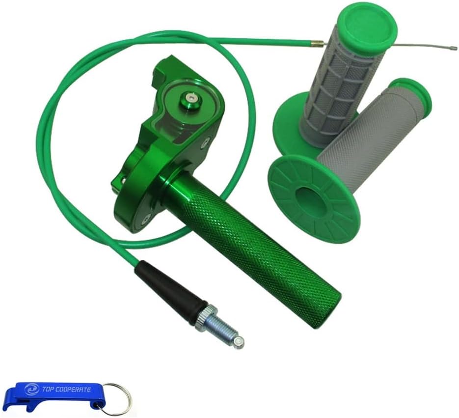 Green CNC Alloy Twist Throttle Cable Assembly Handle Grips For Pit Dirt Trail Motor Bike 50cc 70cc 90cc 110cc 125cc 140cc 150cc 160cc XR CRF KLX SSR Thumpstar Stomp