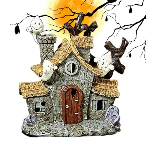 Figurine hantée de Maison miniature lumineuse et décor d'Halloween de table - 8