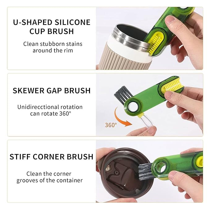 Image of Glass Jug with Lid Ice Tea Water Jug Hot Water Ice Tea Drinking Beverage Jug, Water Jug Glass Material with Wooden Lid, 1.8 Liter 3-in-1 Multifunctional Cleaning Brush Set