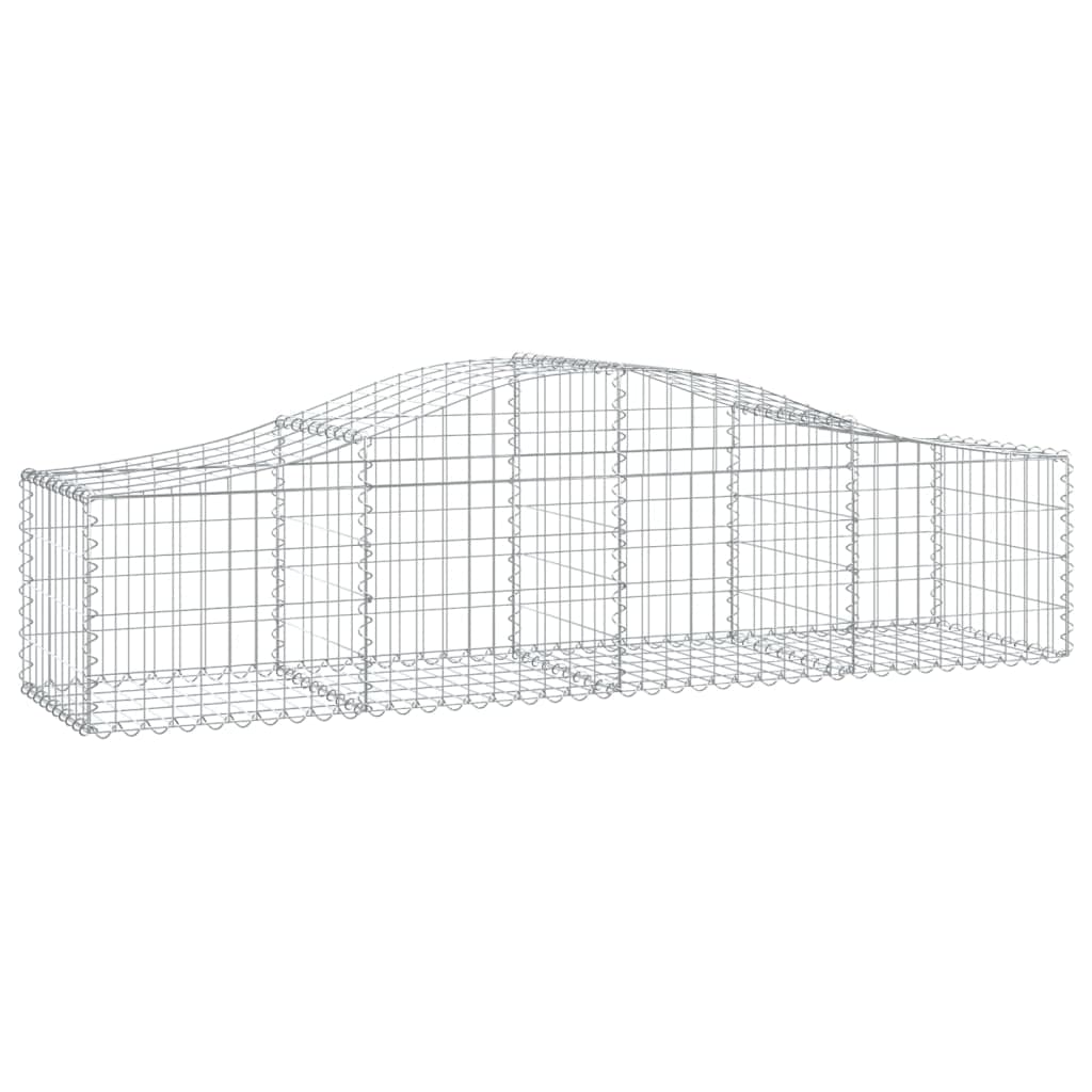 Gaviones con arco alto, 11 unidades, 200 x 50 x 40/60 cm, hierro galvanizado, para barreras de jardín y protección visual, como pared decorativa insonorizada de alambre robusto