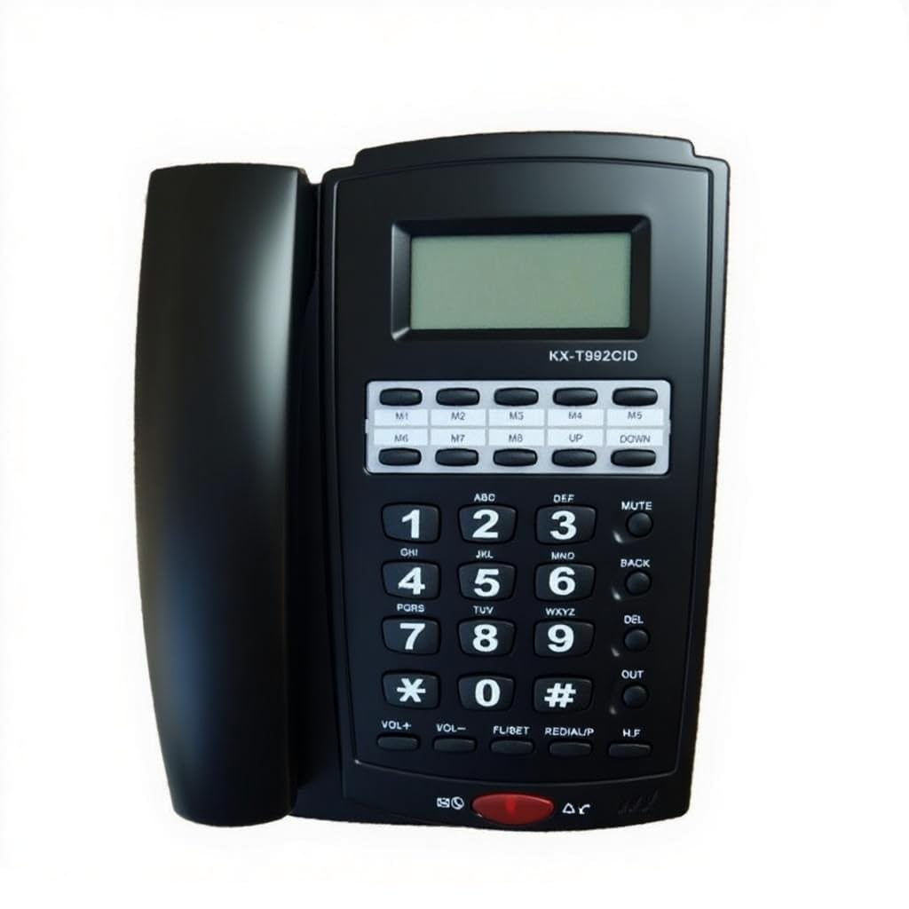 Telephone Dual Interface Wired Telephone Big Button Landline Phones with Caller Identification Suitable for Office, Front Desk, Home, Hotel, Corded Landline (Black) (KX - T992CID)