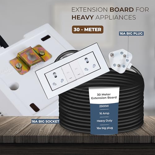 Image of Extension Board Heavy Duty Multi Socket 15A /16A /20 (2500 Watts 16A Big Plug and Two 16A Socket and Two 20A Switch, 30 Meter)
