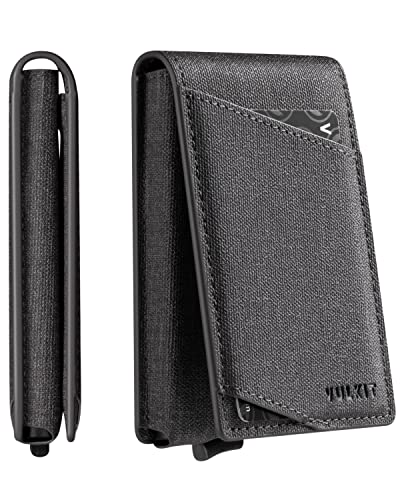Image of VULKIT Pop Up Wallet for Men, Credit Card Holder Minimalist Slim Bifold Wallets RFID Blocking with Gift Box, Grey, slim, Minimalist