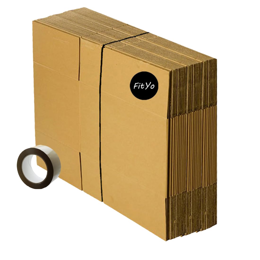 FitYo - Lot de 25 Cartons de Déménagement Renforcés - Spécial Livres ou Objets Lourds - Dimensions 50 x 30 x 25 cm + 1 rouleau adhésif offert - Parfait pour un Déménagement ou une Expédition (25)