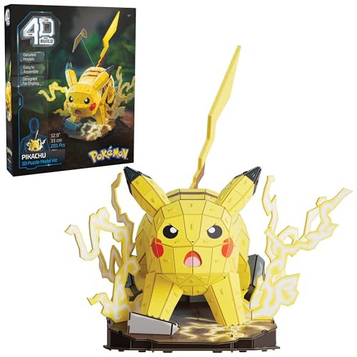 4D Build, Pokémon Pikachu 3D Model Kit, Pokémon Figure, Kanto First Partner Collection, Desk Décor, 201 Pieces, Gift Ideas for Ages 12 & Up