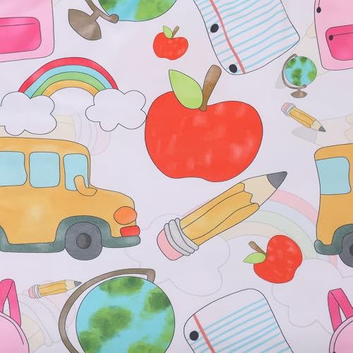 Toddler Girls Apple Pencil Printed Back to School Pearls First Day of School Boutique Dress4