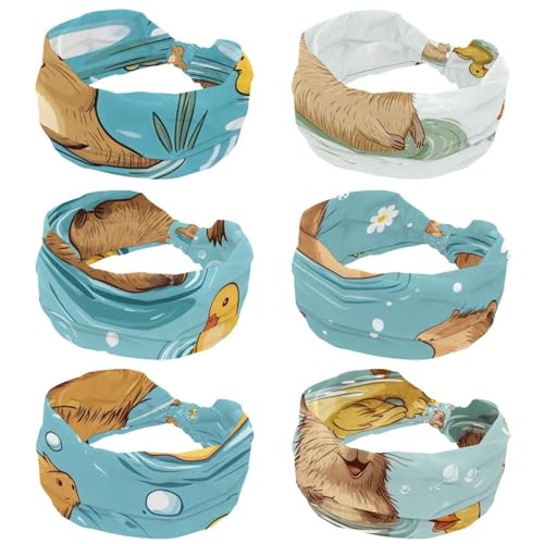 Bandeau Yoga Criss Cross en turban uni, accessoire cheveux vintage imprimé cochons d'inde
