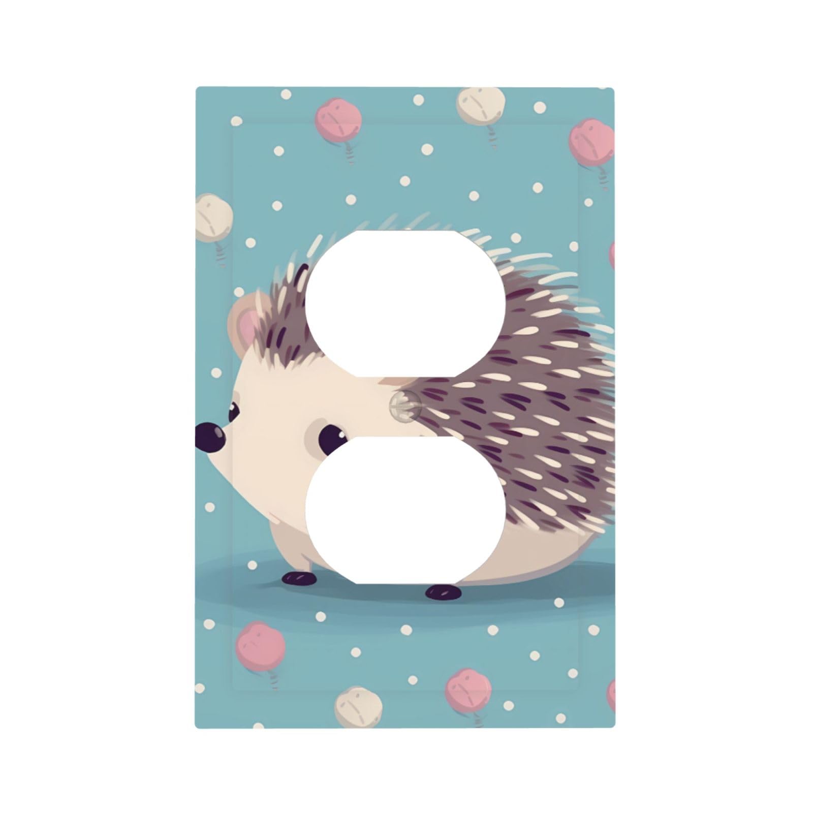 1-Gang Decorator Wall Plate Hedgehog Polkadot Light Switch Cover Single Gang Receptacle Outlet Wall Plate Mid Size 5" x 3" Wallplate Unbreakable Polycarbonate Outlet Faceplates Covers